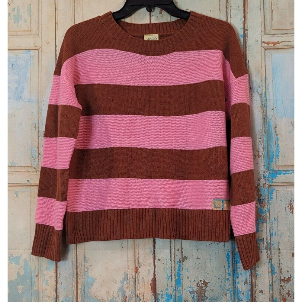 There Abouts Girls Size XL 16 Bright Pink Stripe Sweater Acrylic Long Sleeve - Picture 2 of 9
